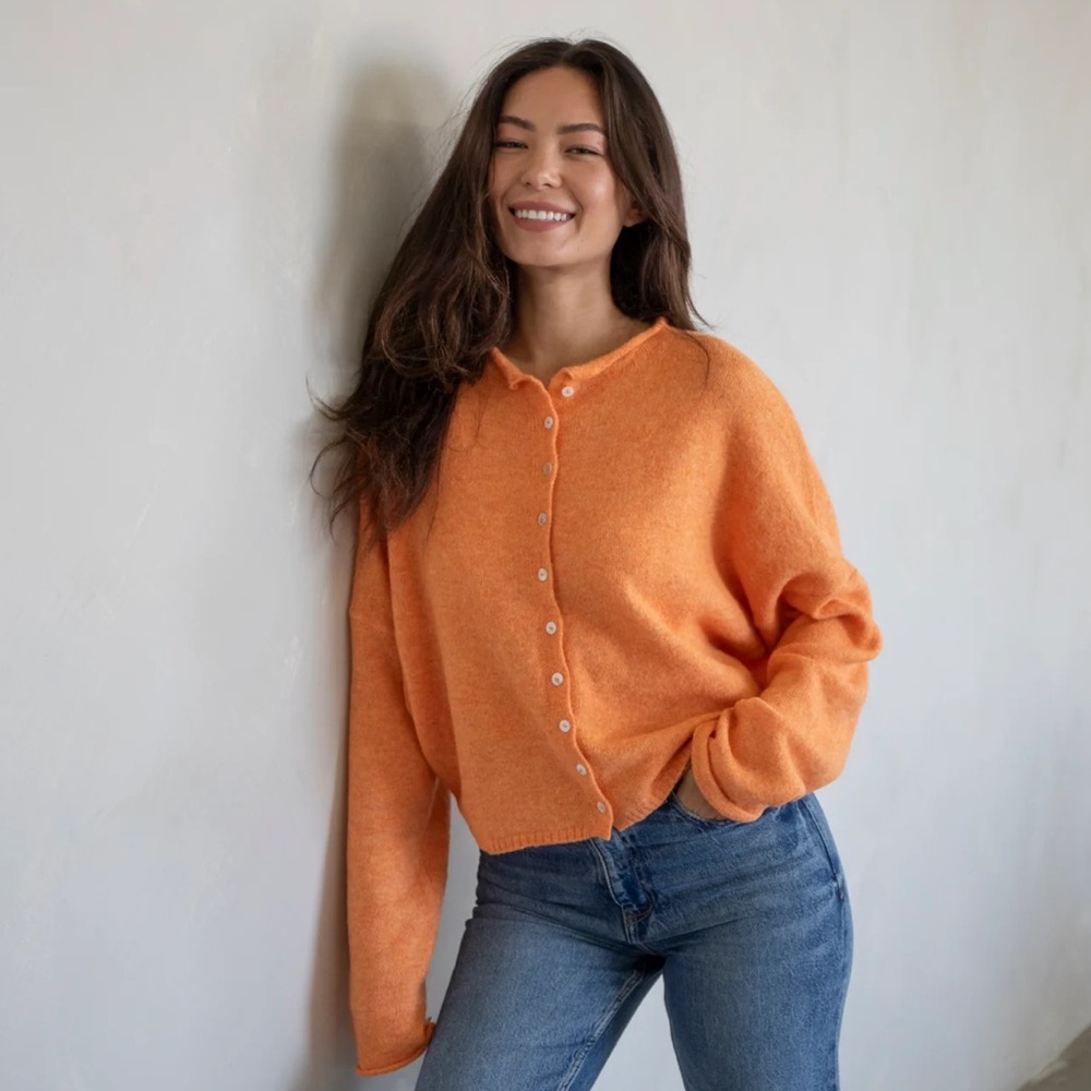 Things Between Piper Orange Mango Button-Up Cardigan